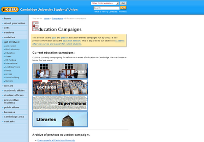 CUSU Education Campaigns Website